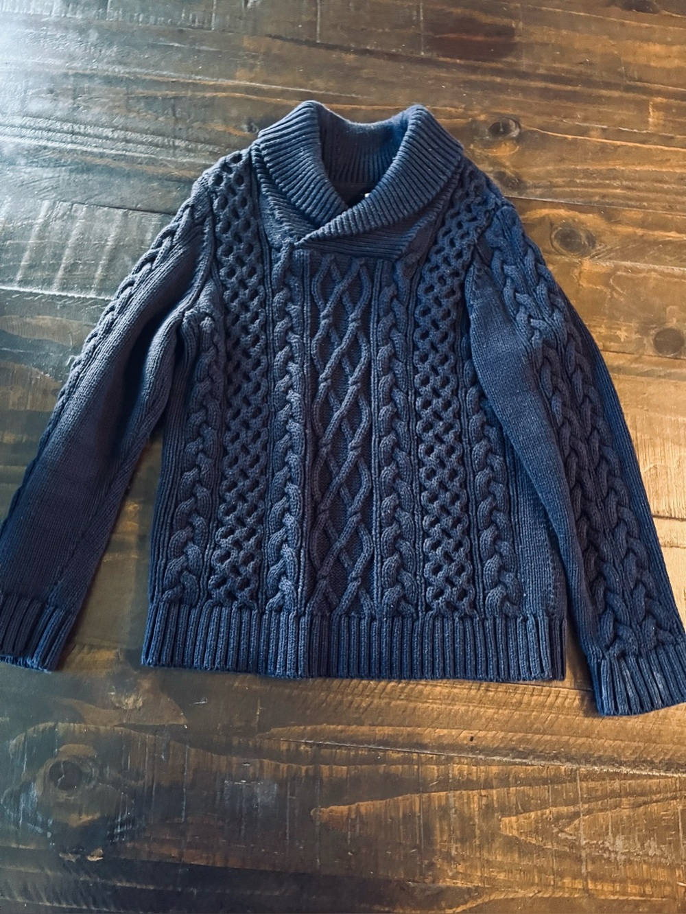 Gap Navy Cable-Knit Shawl Collar Sweater 5YEARS